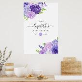 Ultra Violet Waterverf Floral Baby shower Welkom Poster (Keuken)
