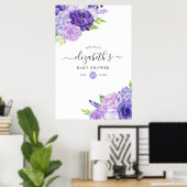 Ultra Violet Waterverf Floral Baby shower Welkom Poster (Thuiskantoor)