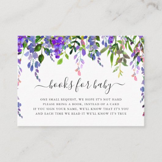 Ultra Violet Waterverf Floral Books voor Baby Informatiekaartje (Voorkant)