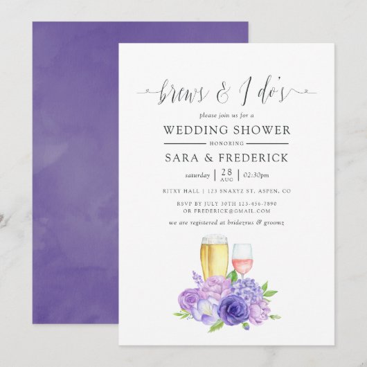 Ultra Violet Waterverf Floral Brews voor ik het do Kaart (Voorkant / Achterkant)