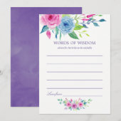 Ultra Violet Waterverf Floral Bridal Mam Advice Advieskaart (Voorkant / Achterkant)