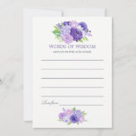 Ultra Violet Waterverf Floral Bridal Mam Advice Advieskaart<br><div class="desc">Waterverf florale vrijgezellenfeest woorden van wijsheidskaarten met kleuren van het jaar 2018 ultraviolet met compatibele tinten van paars. Onder de bloemen vallen hydrangea,  lavendel,  pinda's en rozen.</div>