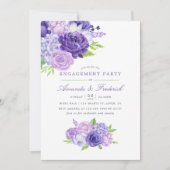 Ultra Violet Waterverf Floral Engagement Party Kaart (Voorkant)