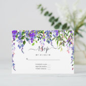 Ultra Violet Waterverf Floral RSVP Kaartje (Staand voorkant)