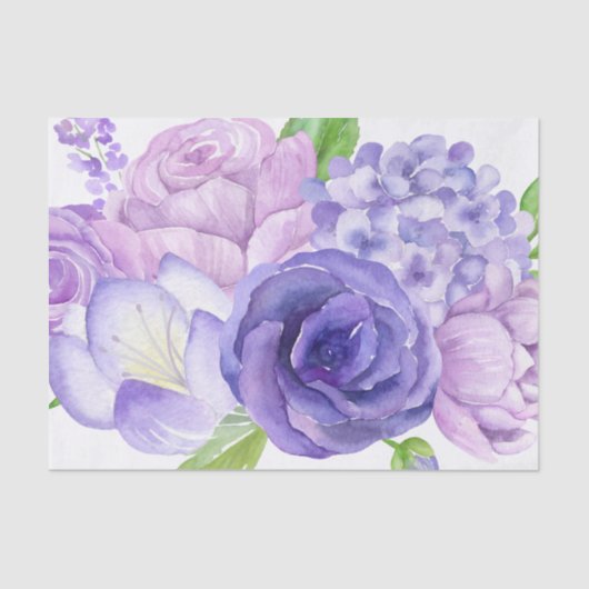 Ultra Violet Waterverf Floral Tissuepapier (Voorkant)