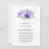 Ultra Violet Waterverf Floral Virtual Wedding Kaart (Voorkant)