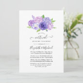 Ultra Violet Waterverf Floral Virtual Wedding Kaart (Staand voorkant)