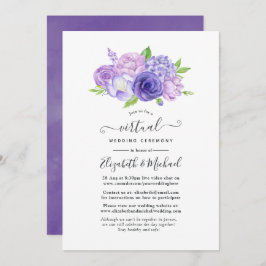 Ultra Violet Waterverf Floral Virtual Wedding Kaart