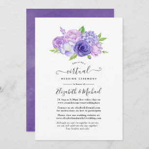 Ultra Violet Waterverf Floral Virtual Wedding Kaart