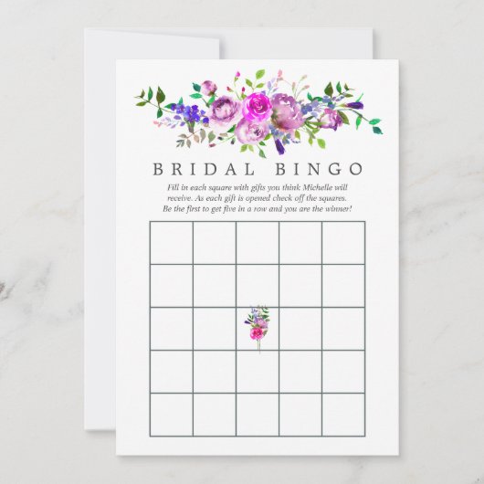 Ultra Violet Waterverf Floral Vrijgezellenfeest Bi Kaart (Voorkant)