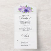 Ultra Violet Waterverf Floral Wedden in één keer All In One Uitnodiging (Binnen)