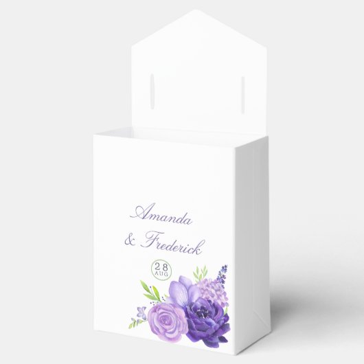 Ultra Violet Waterverf Floral Wedding Bedankdoosjes (Geopend)