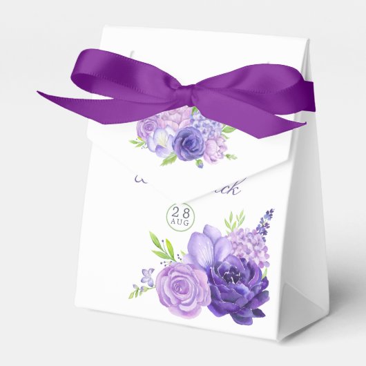 Ultra Violet Waterverf Floral Wedding Bedankdoosjes (Voorkant Zijde)