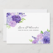 Ultra Violet Waterverf Floral Wedding Bedankkaart (Voorkant)