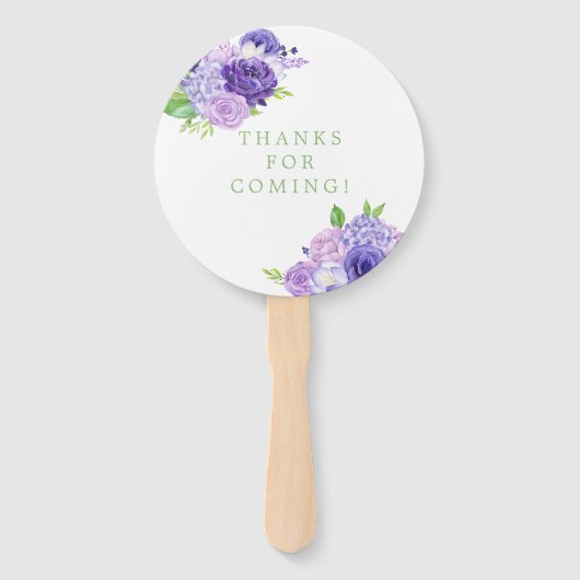 Ultra Violet Waterverf Floral Wedding Favor Handwaaier (Achterkant)