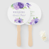 Ultra Violet Waterverf Floral Wedding Favor Handwaaier (Voorkant en achterkant)