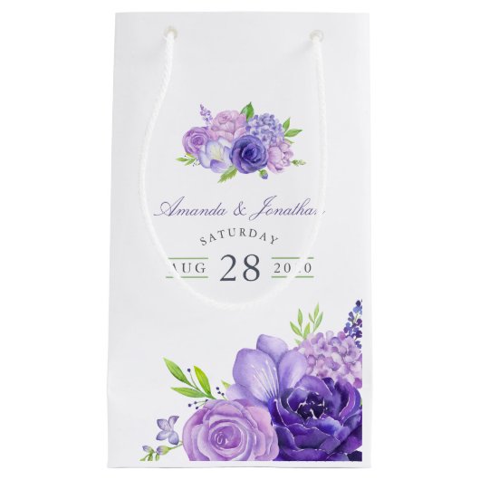 Ultra Violet Waterverf Floral Wedding Favor Klein Cadeauzakje (Voorkant)
