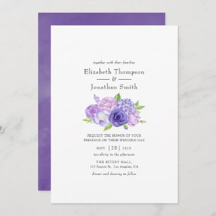 Ultra Violet Waterverf Floral Wedding Kaart