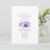 Ultra Violet Waterverf Floral Wedding Kaart (Staand voorkant)