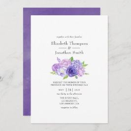 Ultra Violet Waterverf Floral Wedding Kaart