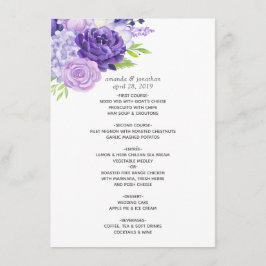 Ultra Violet Waterverf Floral Wedding Menu