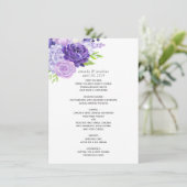 Ultra Violet Waterverf Floral Wedding Menu (Staand voorkant)