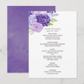 Ultra Violet Waterverf Floral Wedding Menu (Voorkant / Achterkant)