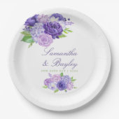 Ultra Violet Waterverf Floral Wedding Papieren Bordje (Voorkant)