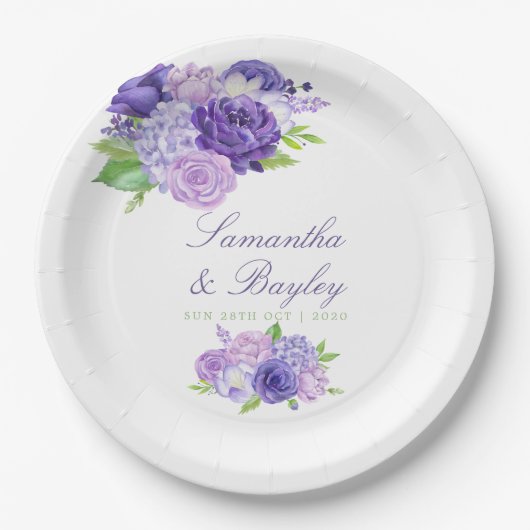 Ultra Violet Waterverf Floral Wedding Papieren Bordje