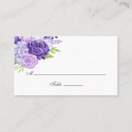 Ultra Violet Waterverf Floral Wedding Plaatskaartje