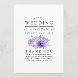 Ultra Violet Waterverf Floral Wedding Programmakaart