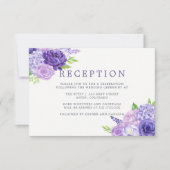 Ultra Violet Waterverf Floral Wedding Reception Kaart (Voorkant)