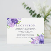 Ultra Violet Waterverf Floral Wedding Reception Kaart (Staand voorkant)