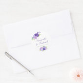 Ultra Violet Waterverf Floral Wedding Ronde Sticker (Envelop)
