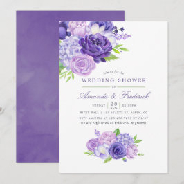 Ultra Violet Waterverf Floral Wedding Shower Kaart
