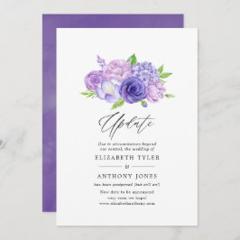 Ultra Violet Waterverf Floral Wedding Update Kaart