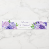 Ultra Violet Waterverf Floral Wedding Waterfles Etiket (Enkel label)