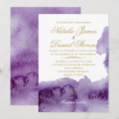 Ultra Violet Waterverf huwelijksuitnodiging Kaart (Voorkant / Achterkant)