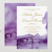 Ultra Violet Waterverf Koppels Douche Uitnodiging (Voorkant / Achterkant)