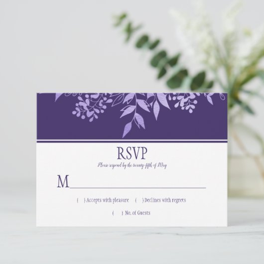 Ultra Violet Waterverf Leaf Pattern RSVP (Staand voorkant)