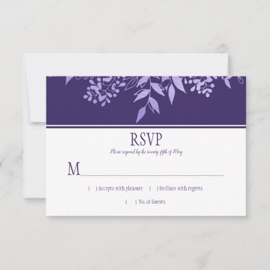 Ultra Violet Waterverf Leaf Pattern RSVP Kaartje (Voorkant)