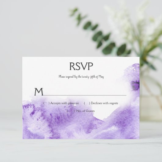 Ultra Violet Waterverf Splash RSVP Kaartje (Staand voorkant)