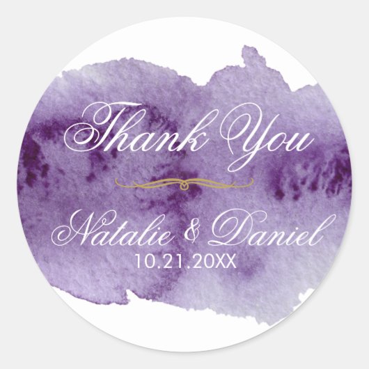 Ultra Violet Waterverf Weddenschap Hartelijk dank Ronde Sticker (Voorkant)