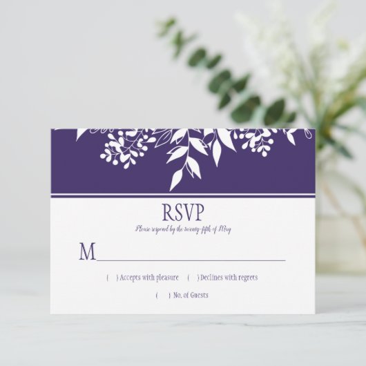 Ultra Violet Waterverf White Leaf Pattern RSVP (Staand voorkant)