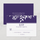 Ultra Violet Waterverf White Leaf Pattern RSVP Kaartje (Voorkant / Achterkant)