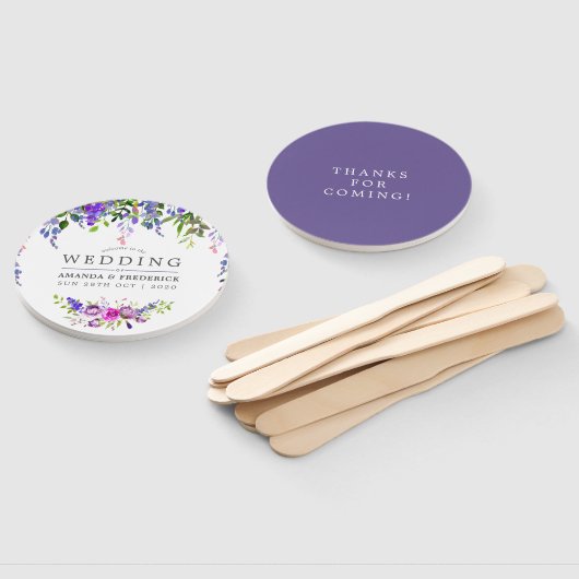 Ultra Violet Wedding Waterverf Floral Favor Handwaaier (Niet-gemonteerd)