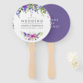Ultra Violet Wedding Waterverf Floral Favor Handwaaier (Voorkant en achterkant)