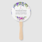 Ultra Violet Wedding Waterverf Floral Favor Handwaaier (Voorkant)