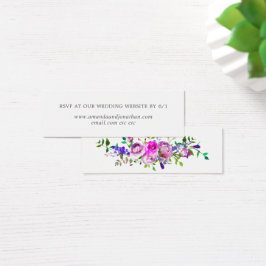 Ultra Violet Wedding Waterverf Floral RSVP Mini Visitekaartjes