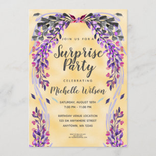 Ultra VioletGLITTER met foto Surprise Party Kaart
